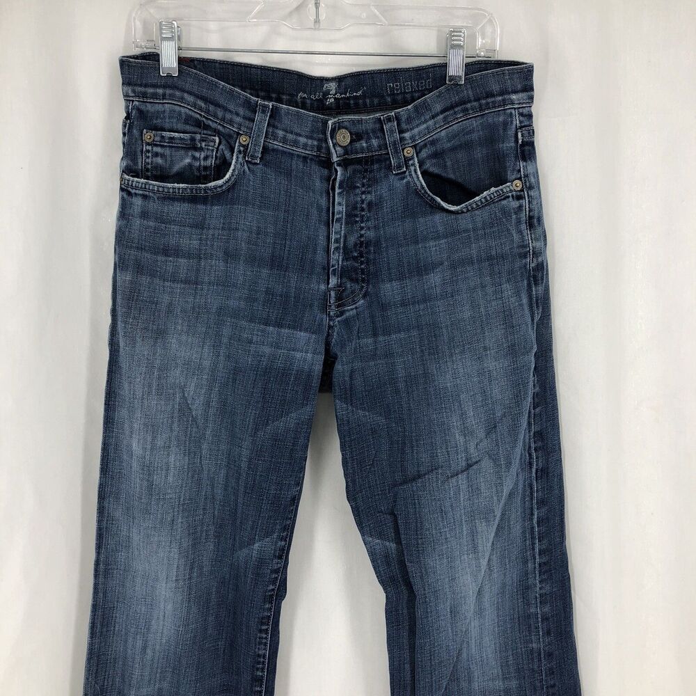 7 For All Mankind Relaxed Denim Blue Jeans Button Fly T521380S Sz 31 USA